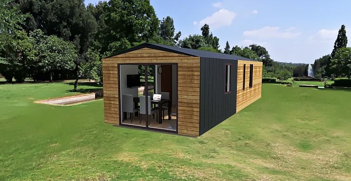 domek mobilny 3.5m x 10m widok z zewnątrz