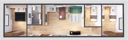 Domek Mobilny TYTAN 4,5m x 14m - Wariant F - Plan z wizualizacją